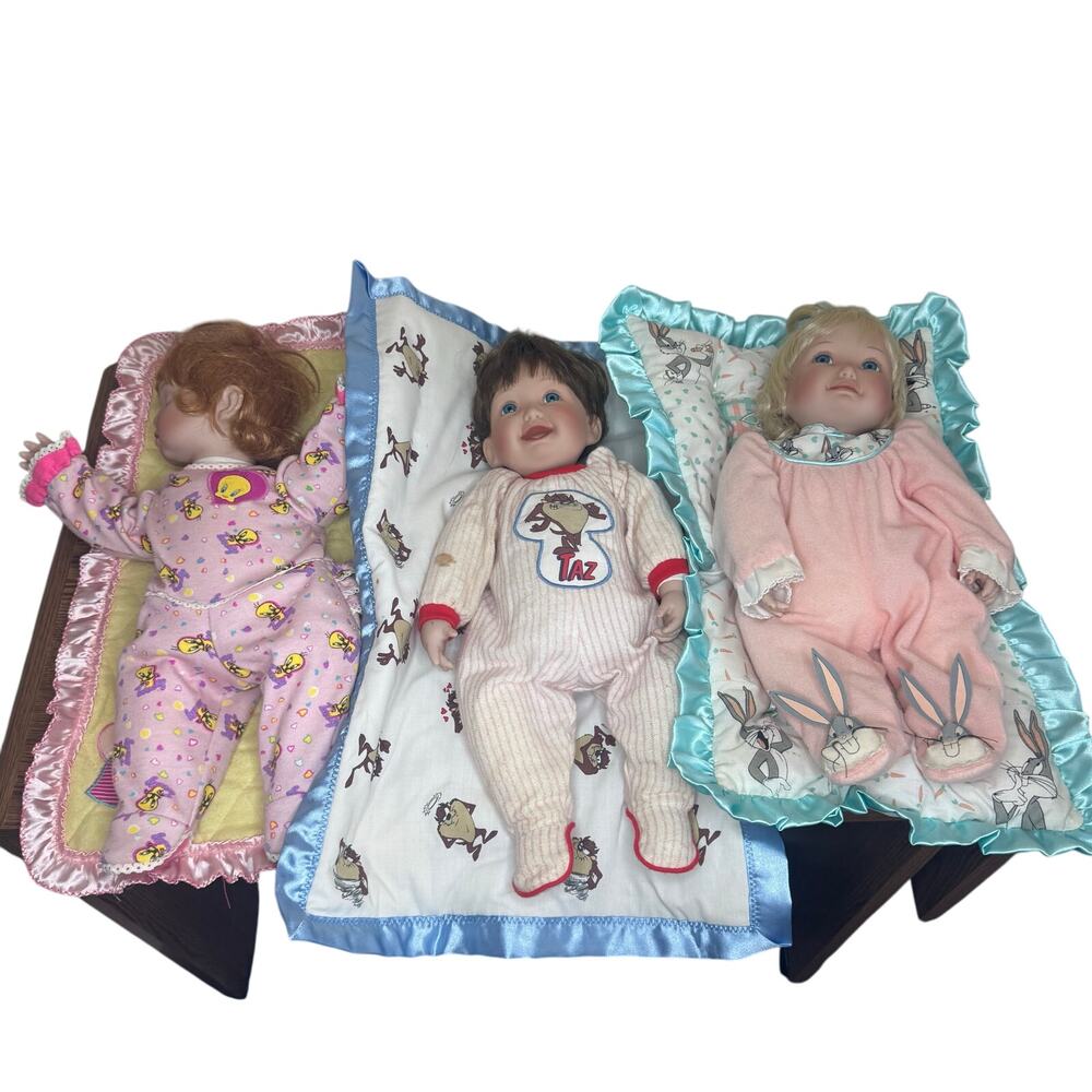 The Ashton Drake Galleries Porcelain Baby Dolls Looney Toons Bugs/Taz/Tweety - Picture 1 of 14